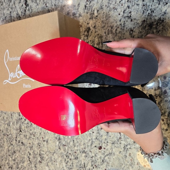 NEW Christian Louboutin Stretchadoxa 70mm Heels Black Suede Boots Size 37 - Picture 10 of 12